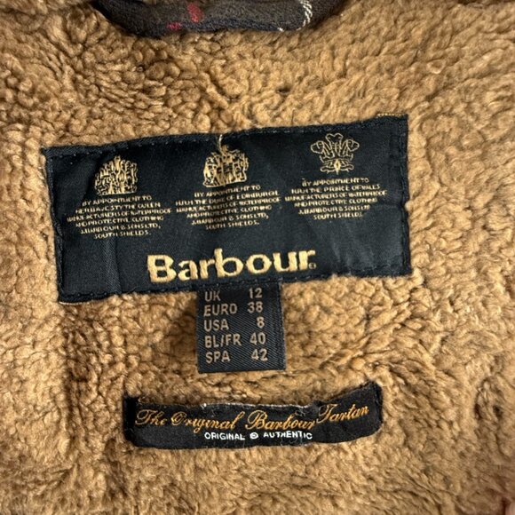 Barbour Winter Force Parka Fleece Lined USA Size 8 Waxed Jacket Women Brown - Picture 16 of 16